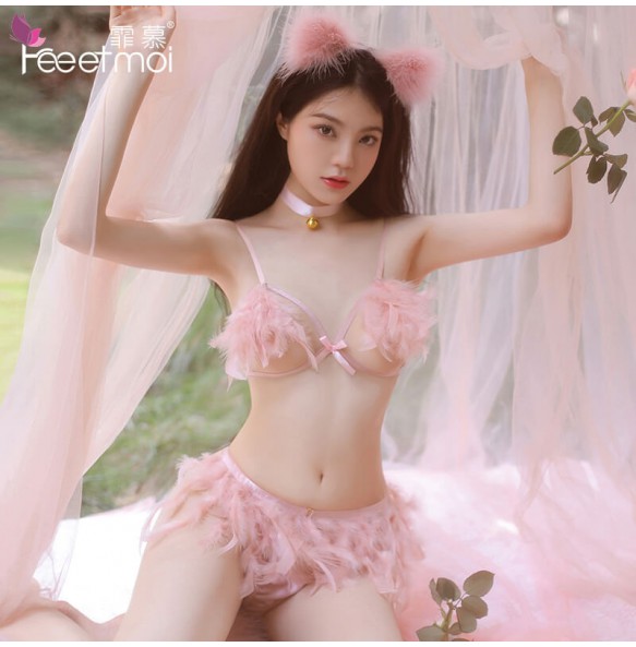 FEE ET MOI Sexy Feather Fox Fairy Bikini Set (Pink)